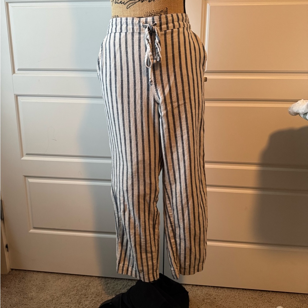 J. Crew Grey and White Striped Joggers